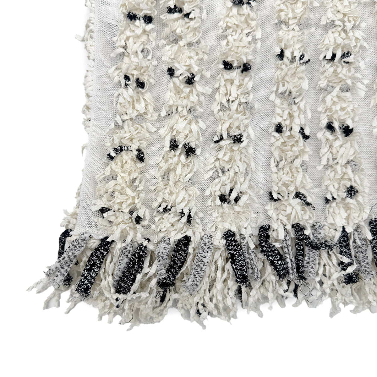 CHANEL VINTAGE FRENGE SUMMER KNIT TOPS WHITE BLACK COTTON 36 P58 RTW 90284006