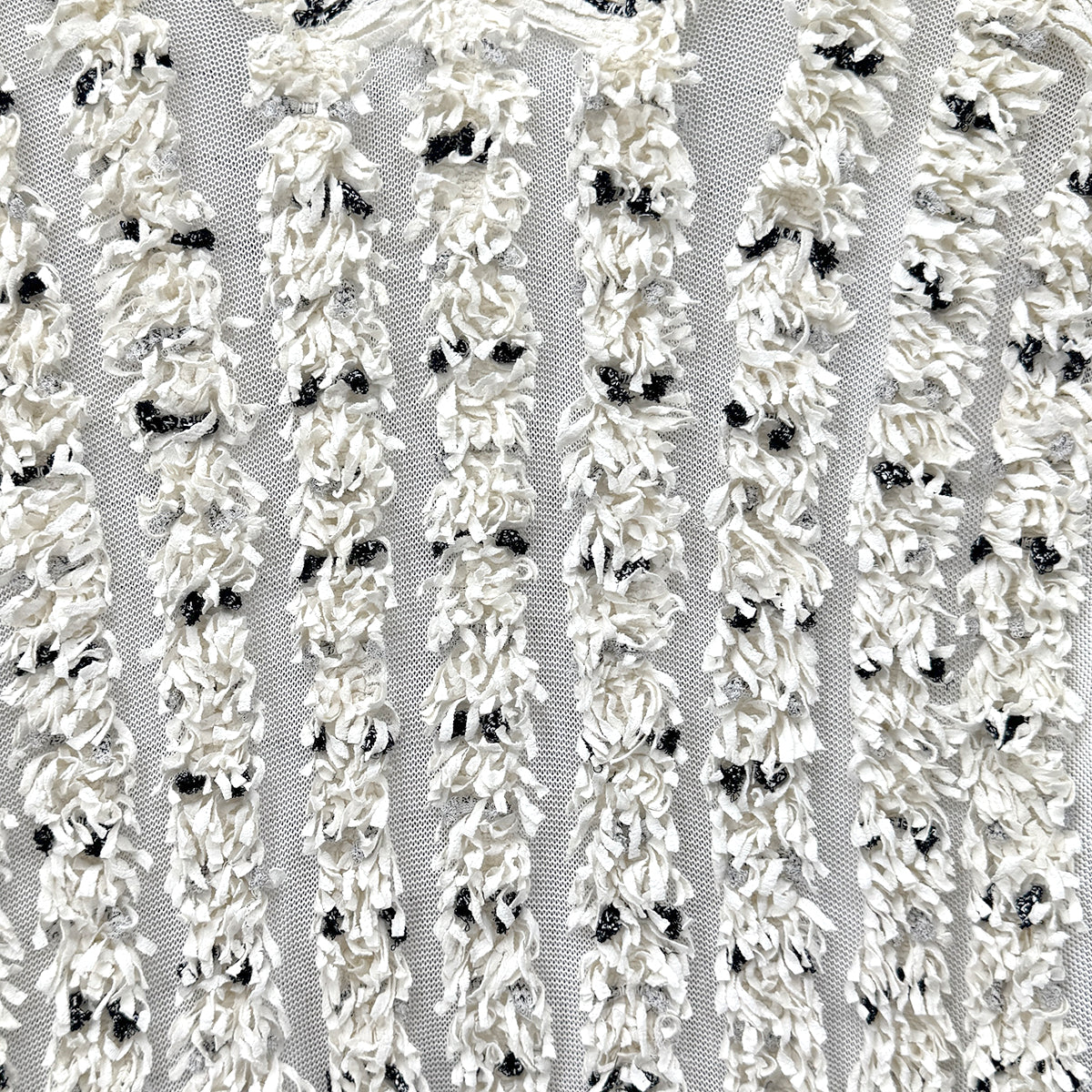 CHANEL VINTAGE FRENGE SUMMER KNIT TOPS WHITE BLACK COTTON 36 P58 RTW 90284006