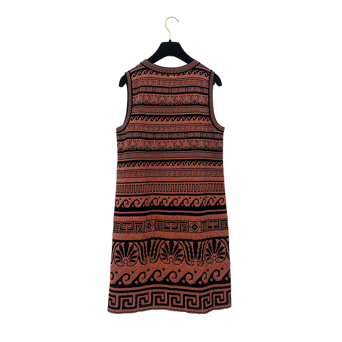 CHANEL GREECE BURNT SLEEVELESS DRESS ORANGE BLACK PAPER 38 P58 RTW 90284008