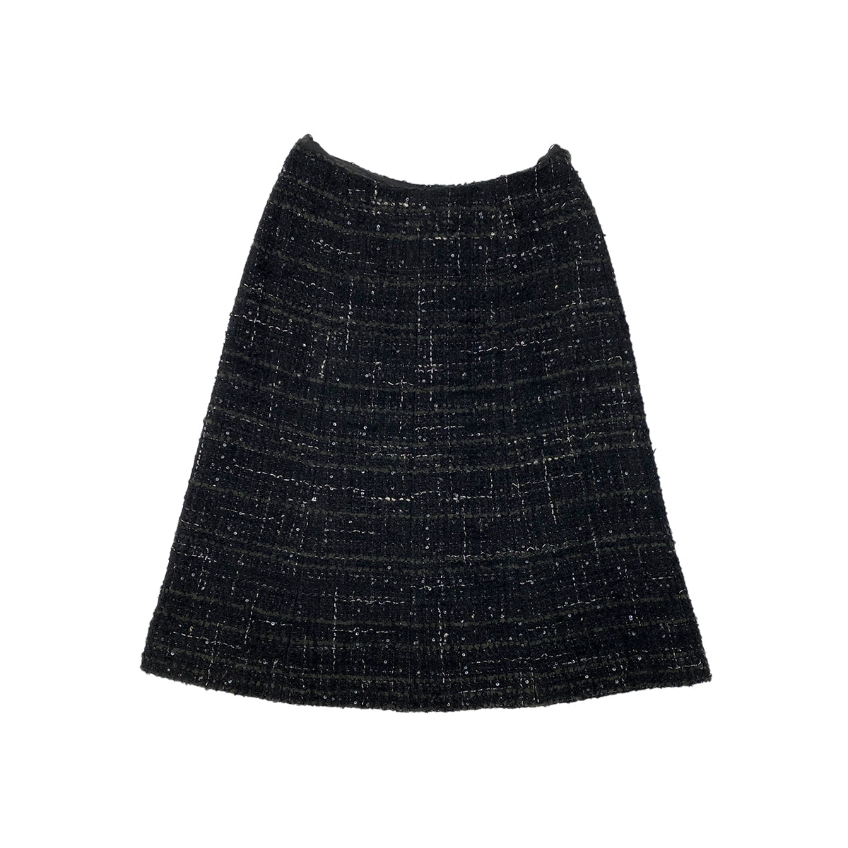 CHANEL VINTAGE JACKET SKIRT SET RHINESTONE BUTTON BLACK VISCOSE SEQUINS 40 02A RTW 90284018
