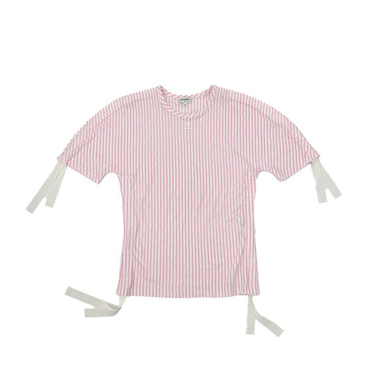 CHANEL VINTAGE COCOMARK STRIPED JERSEY TOPS LIGHT PINK WHITE COTTON 36 P60 RTW 90284020