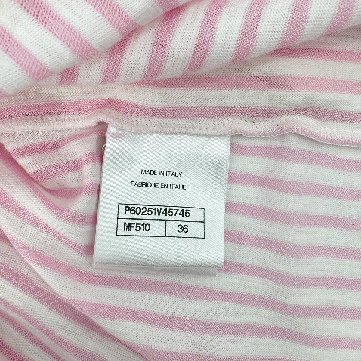CHANEL VINTAGE COCOMARK STRIPED JERSEY TOPS LIGHT PINK WHITE COTTON 36 P60 RTW 90284020