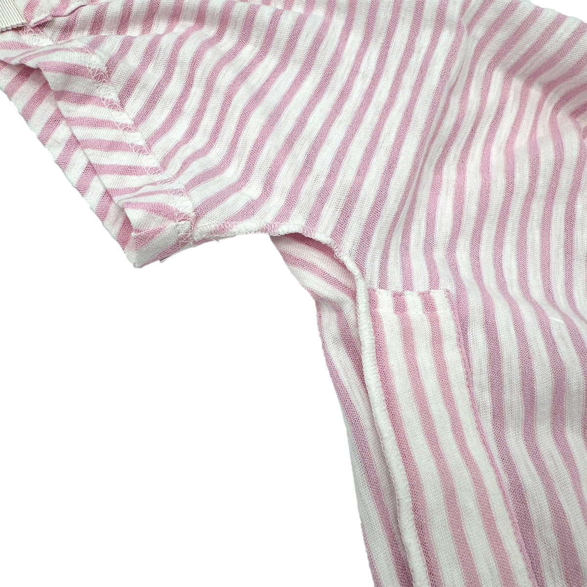 CHANEL VINTAGE COCOMARK STRIPED JERSEY TOPS LIGHT PINK WHITE COTTON 36 P60 RTW 90284020