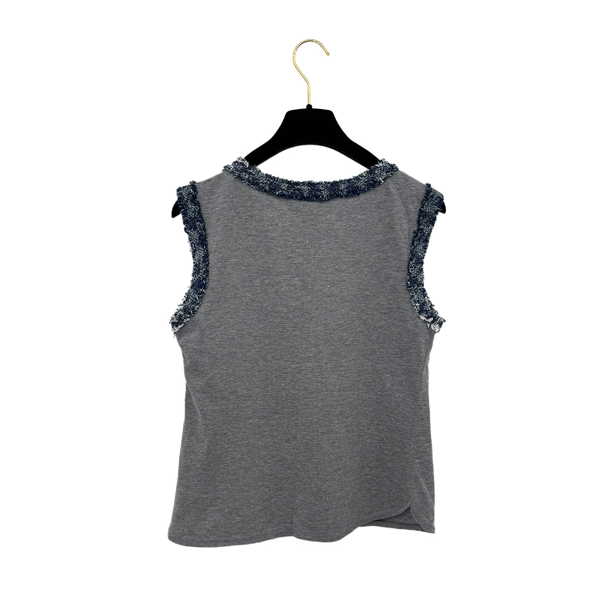 CHANEL VINTAGE COCO BUTTON TOPS GRAY COTTON 38 P43 RTW 90284021