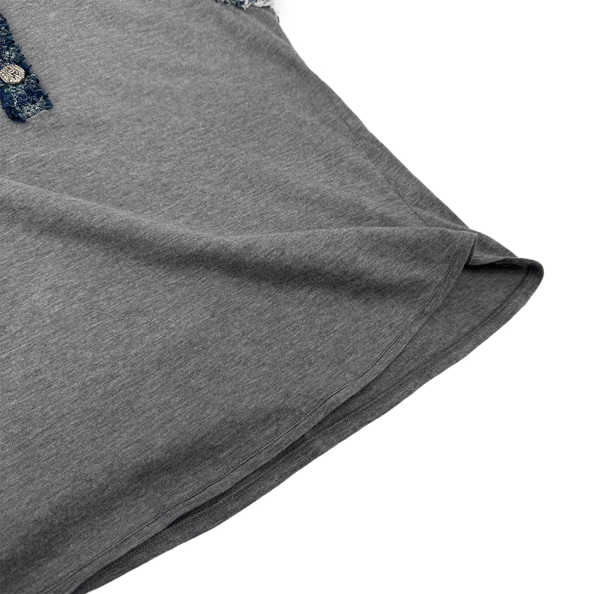 CHANEL VINTAGE COCO BUTTON TOPS GRAY COTTON 38 P43 RTW 90284021