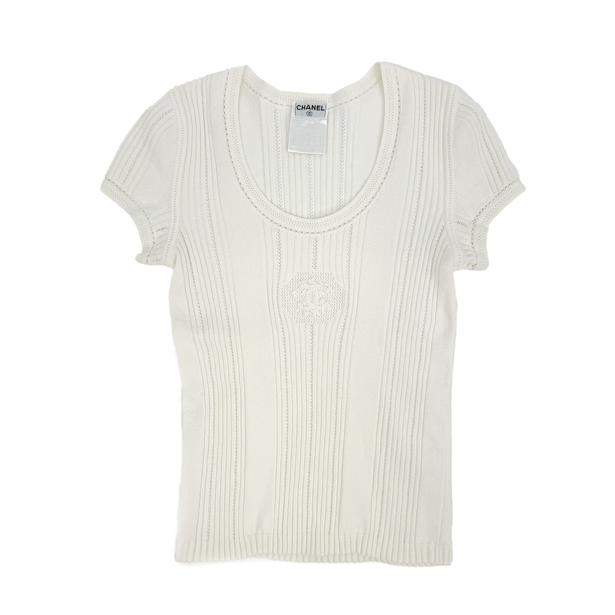CHANEL COCO MARK TOPS WHITE COTTON 38 RTW 90284022