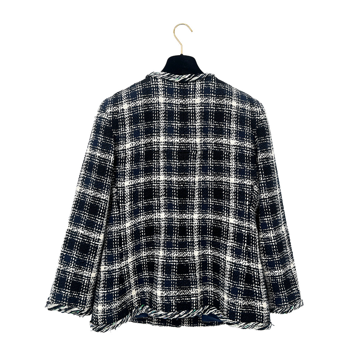 CHANEL VINTAGE TWEED JACKET NAVY WHITE 44 P58 RTW 90284023