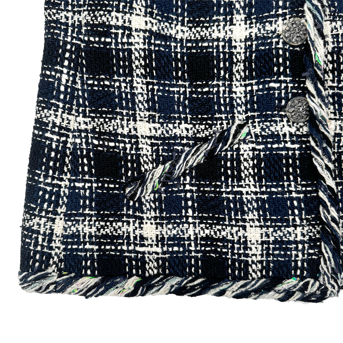 CHANEL VINTAGE TWEED JACKET NAVY WHITE 44 P58 RTW 90284023