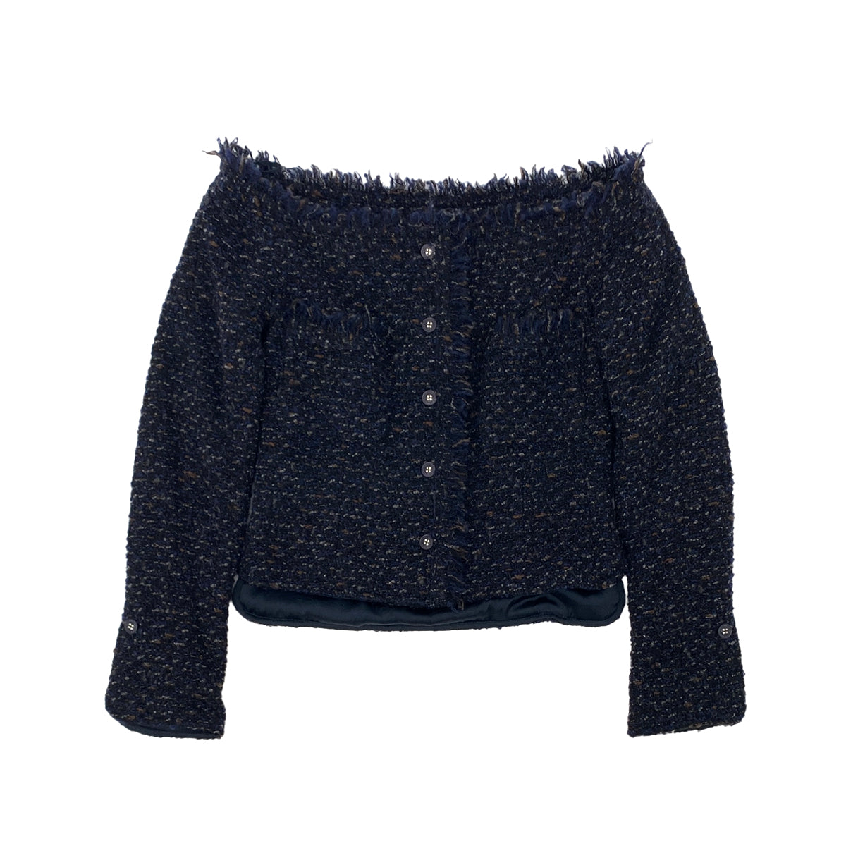 CHANEL TWEED JACKET NAVY WOOL 36 02A RTW 90284029