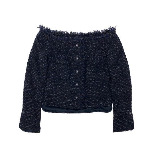 CHANEL TWEED JACKET NAVY WOOL 36 02A RTW 90284029