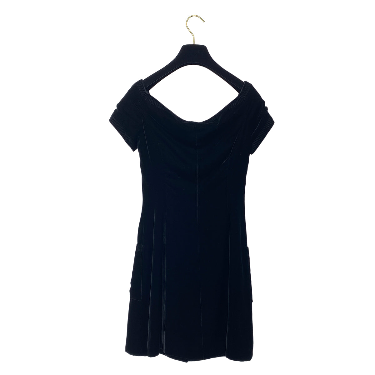 CHANEL VINTAGE GRIPOIX BUTTON DRESS BLACK VELOR 36 96A RTW 90284030