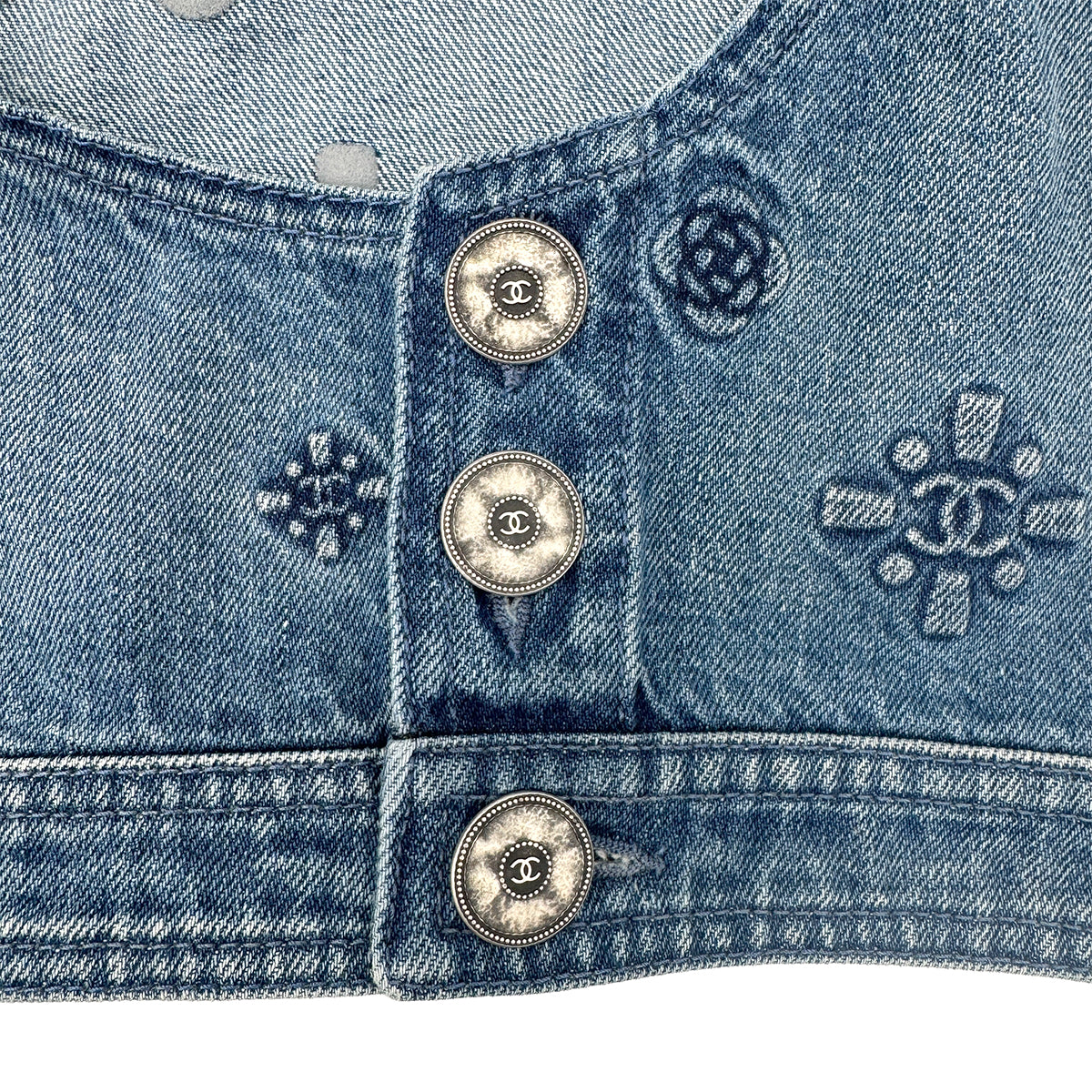 CHANEL DENIM BUSTIER COCOMARK BLUE 34 P70 RTW 90284034