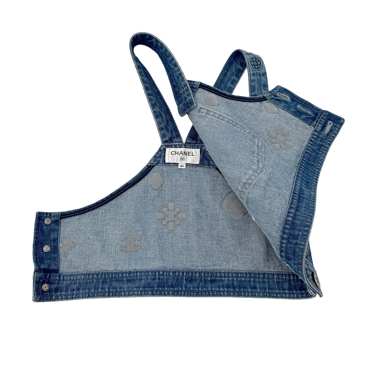 CHANEL DENIM BUSTIER COCOMARK BLUE 34 P70 RTW 90284034