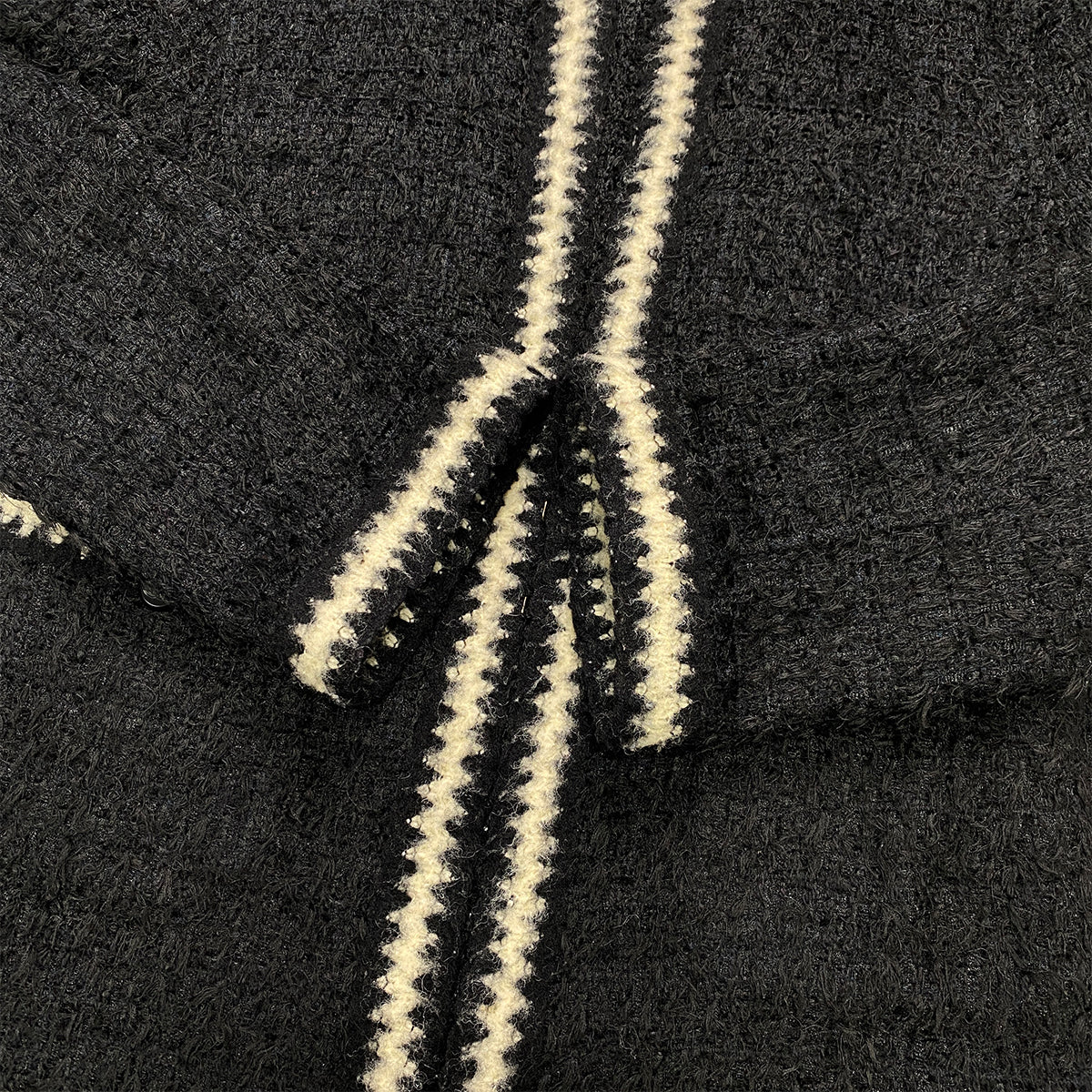 CHANEL VINTAGE JACKET SKIRT SET COCO BUTTON BLACK POLYESTER 42 98A RTW 90284035