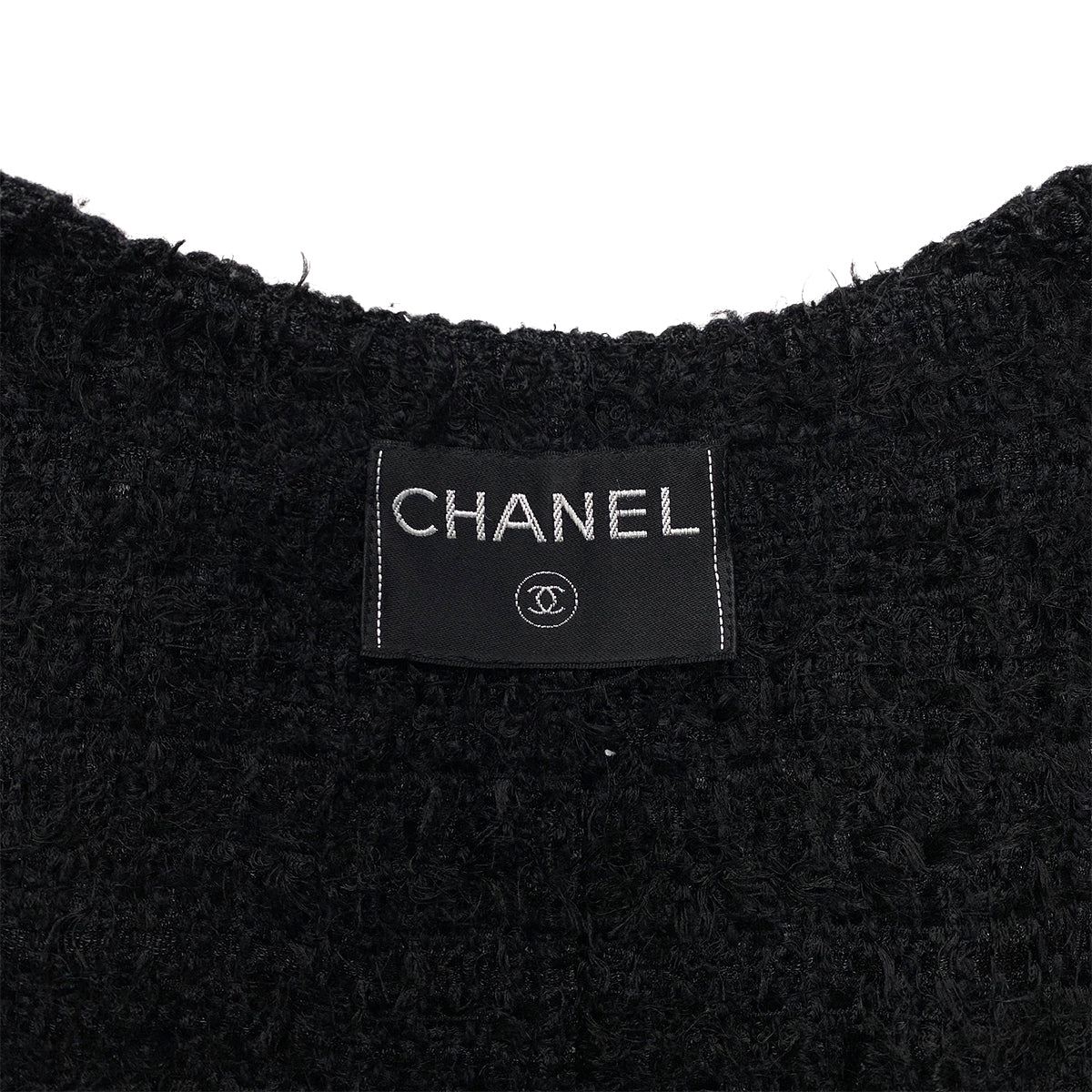 CHANEL VINTAGE JACKET SKIRT SET COCO BUTTON BLACK POLYESTER 42 98A RTW 90284035