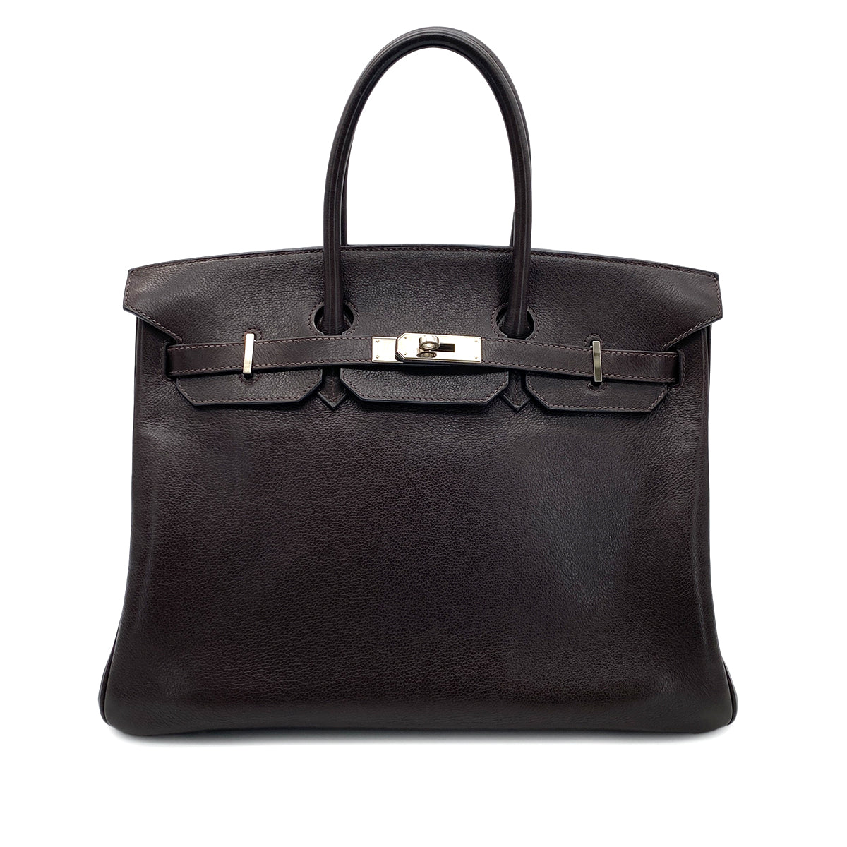 HERMES BIRKIN 35 CHOCOLAT EVERGRAIN HAND BAG □K SHW 90284152