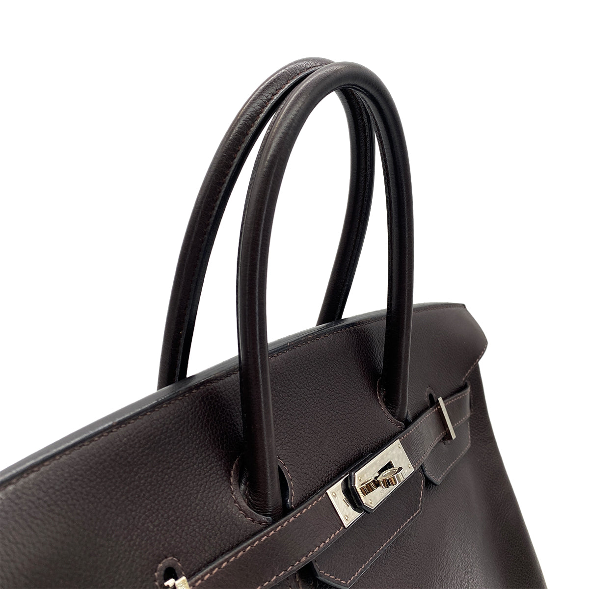 HERMES BIRKIN 35 CHOCOLAT EVERGRAIN HAND BAG □K SHW 90284152