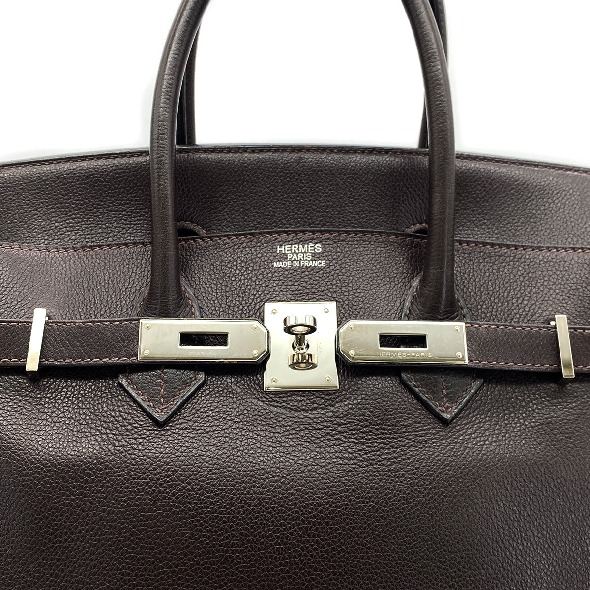 HERMES BIRKIN 35 CHOCOLAT EVERGRAIN HAND BAG □K SHW 90284152
