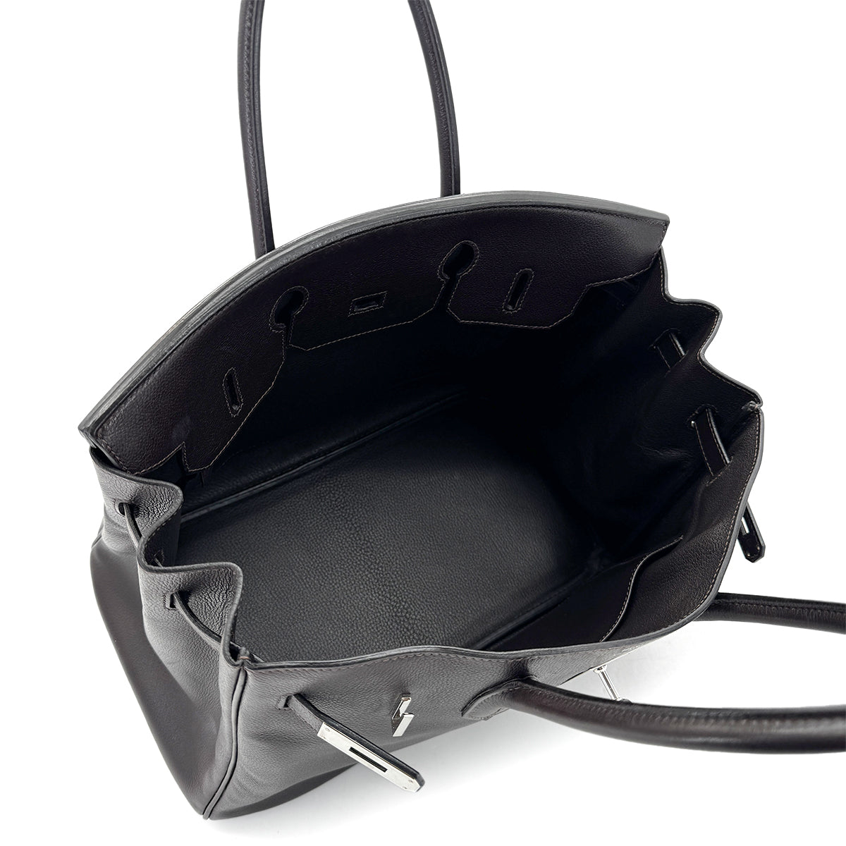 HERMES BIRKIN 35 CHOCOLAT EVERGRAIN HAND BAG □K SHW 90284152