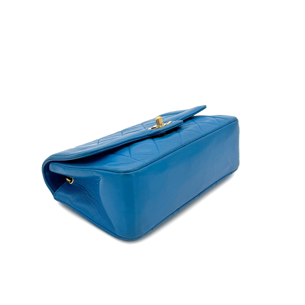 CHANEL VINTAGE MATELASSE SMALL CHAIN SHOULDER BAG BLUE LAMB SKIN 90284154