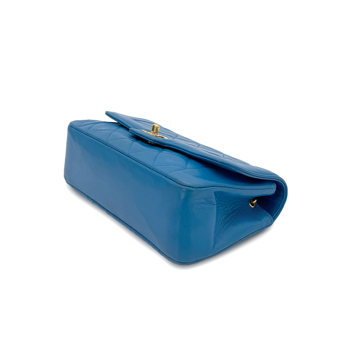 CHANEL VINTAGE MATELASSE SMALL CHAIN SHOULDER BAG BLUE LAMB SKIN 90284154