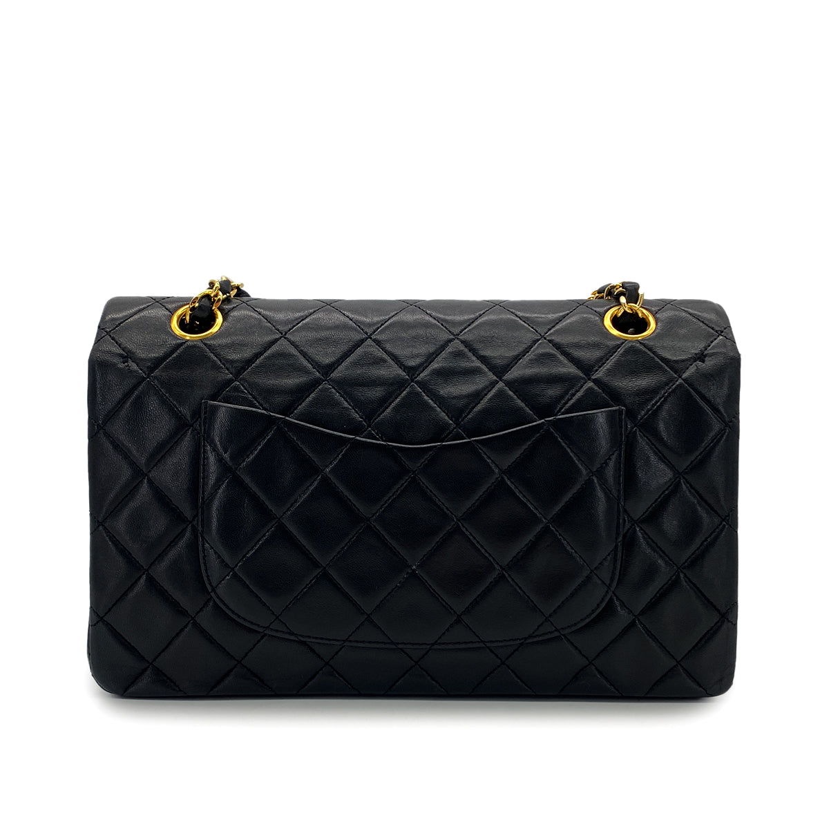 CHANEL VINTAGE CLASSIC FLAP MEDIUM CHAIN SHOULDER BAG BLACK LAMB SKIN 90284155