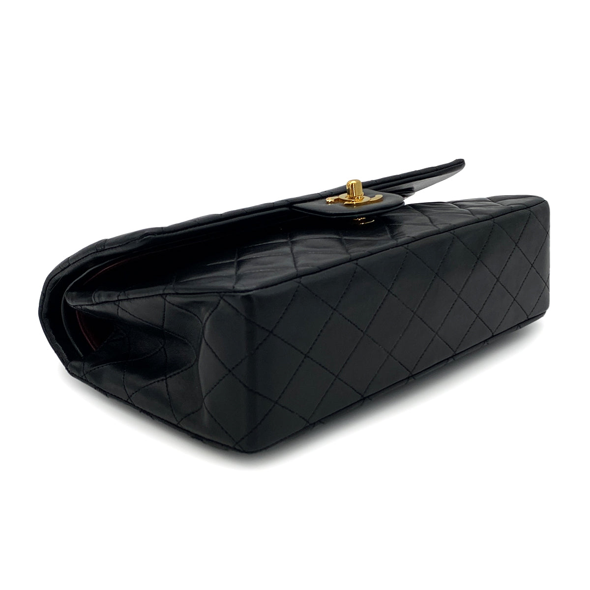 CHANEL VINTAGE CLASSIC FLAP MEDIUM CHAIN SHOULDER BAG BLACK LAMB SKIN 90284155