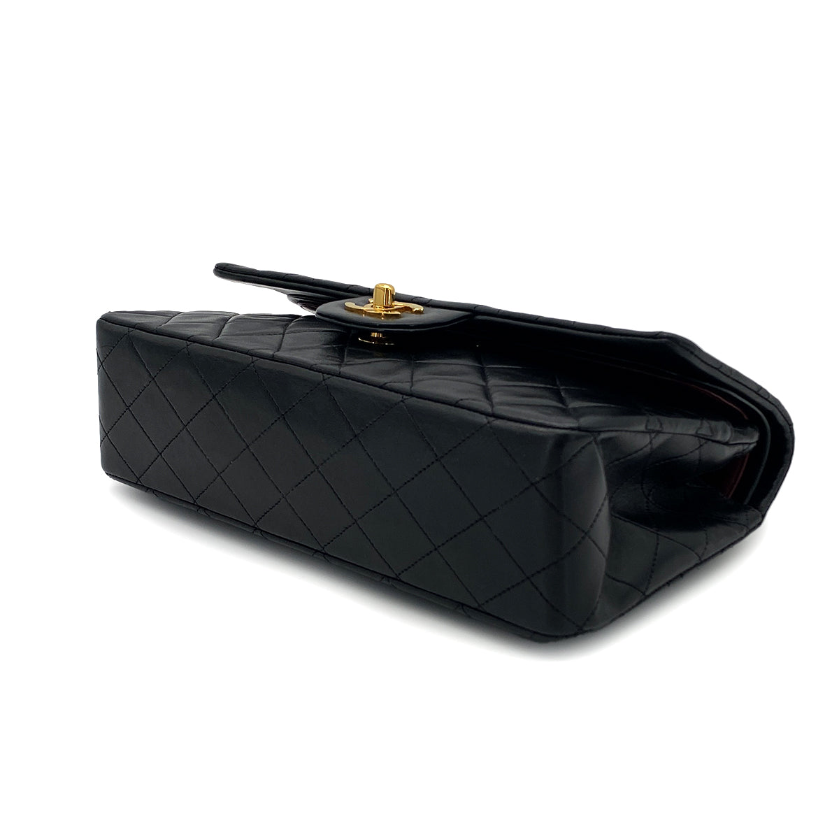 CHANEL VINTAGE CLASSIC FLAP MEDIUM CHAIN SHOULDER BAG BLACK LAMB SKIN 90284155