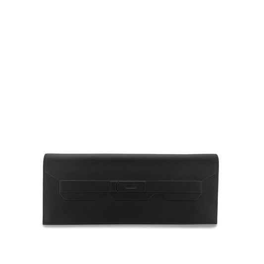 HERMES POCHETTE BIRKIN SHADOW CLUTCH BAG BLACK VEAU SWIFT B 90284157