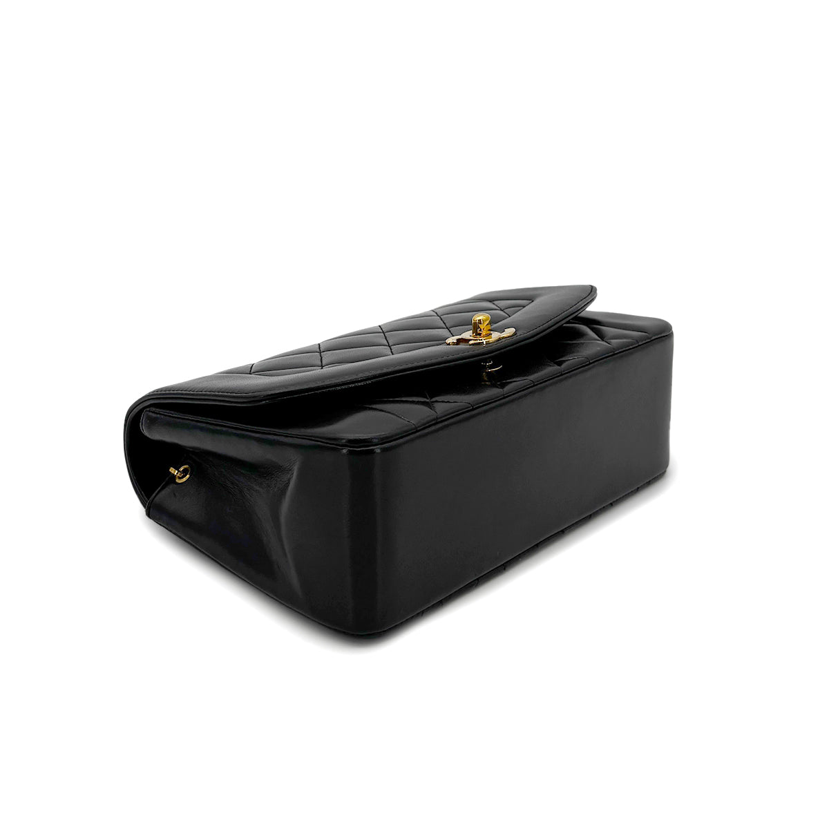 CHANEL VINTAGE DIANA SMALL CHAIN SHOULDER BAG BLACK LAMB SKIN 90284160