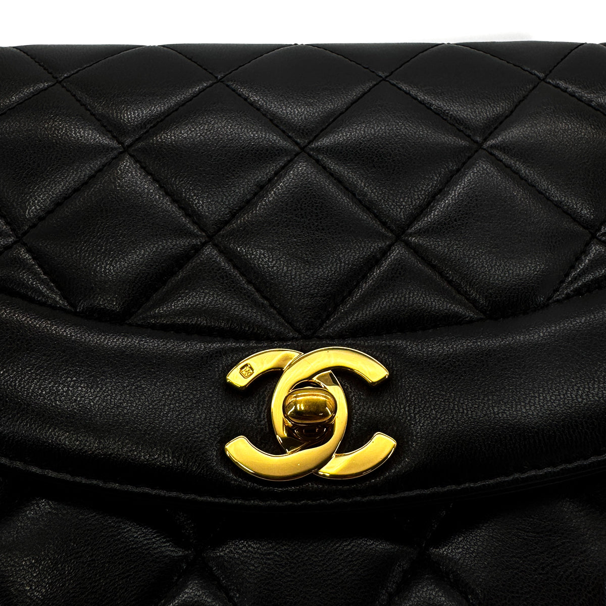 CHANEL VINTAGE DIANA SMALL CHAIN SHOULDER BAG BLACK LAMB SKIN 90284160