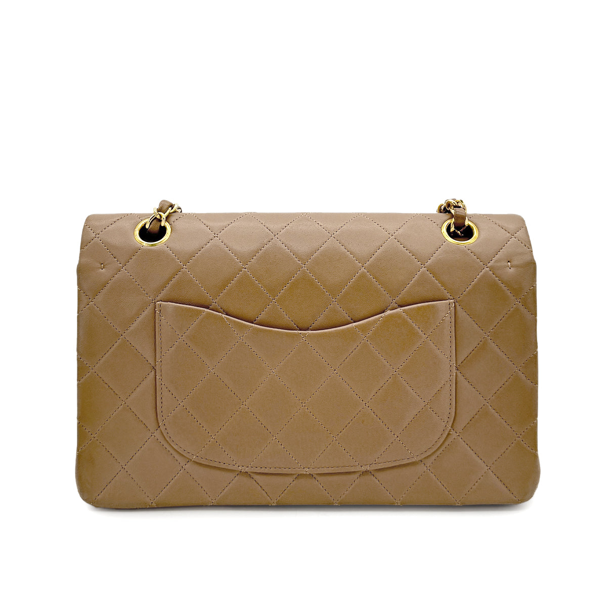 CHANEL VINTAGE CLASSIC FLAP MEDIUM CHAIN SHOULDER BAG BEIGE LAMB SKIN 90284161