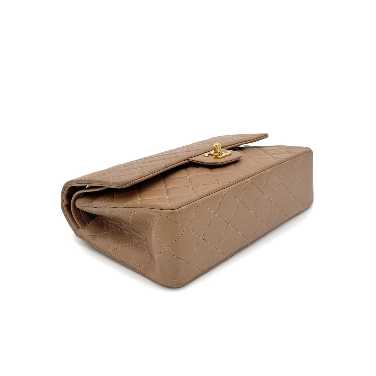 CHANEL VINTAGE CLASSIC FLAP MEDIUM CHAIN SHOULDER BAG BEIGE LAMB SKIN 90284161