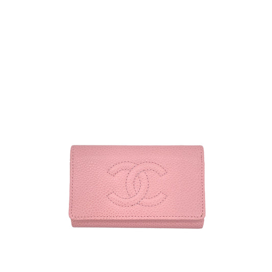 CHANEL VINTAGE COCOMARK 6-RING KEY CASE PINK CAVIAR SKIN 90284396