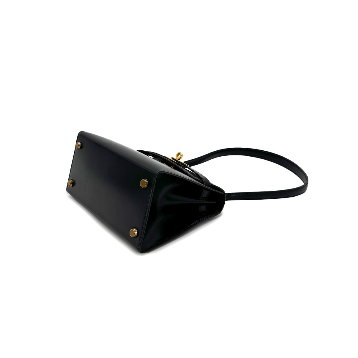 HERMES MINI KELLY 20 SELLIER BLACK BOXCALF SHOULDER BAG 〇R GHW 90284402