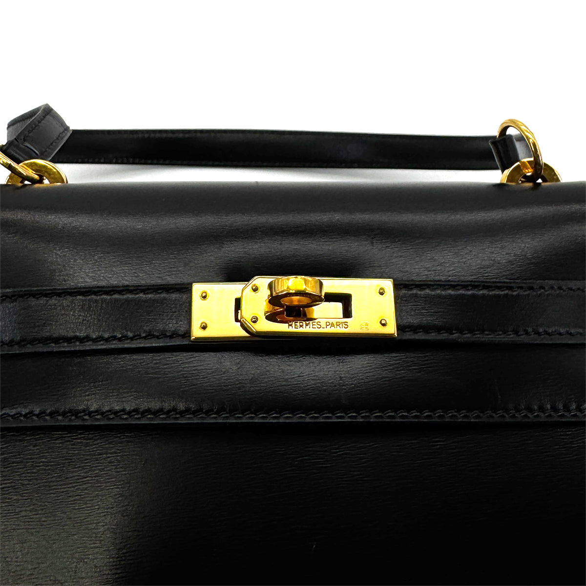 HERMES MINI KELLY 20 SELLIER BLACK BOXCALF SHOULDER BAG 〇R GHW 90284402
