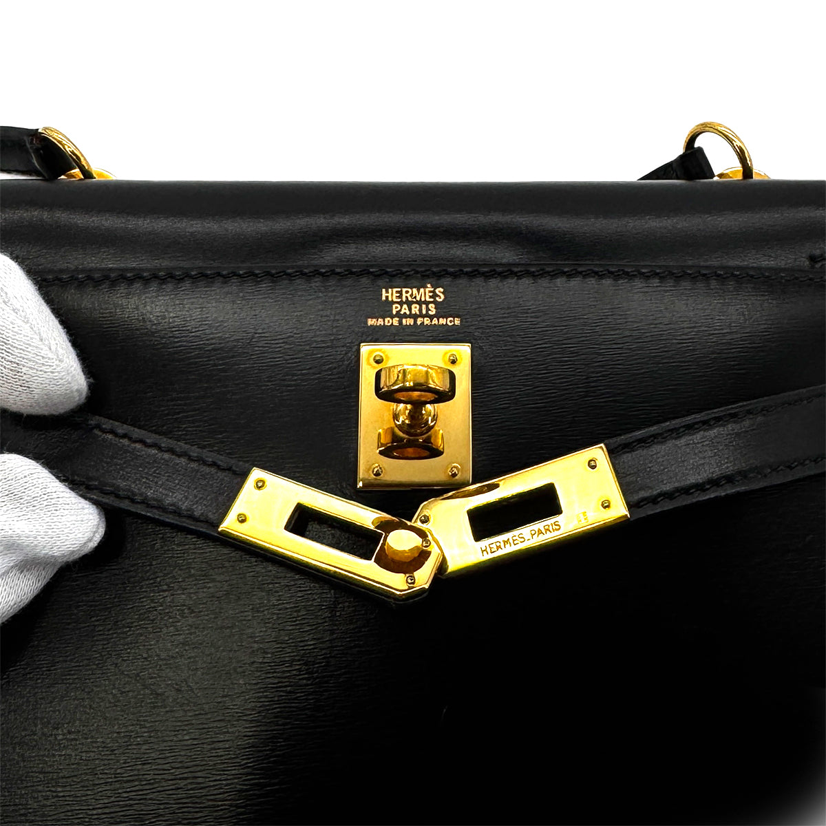 HERMES MINI KELLY 20 SELLIER BLACK BOXCALF SHOULDER BAG 〇R GHW 90284402