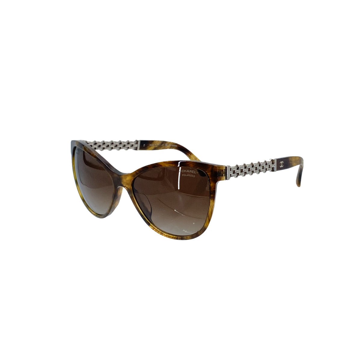 CHANEL VINTAGE SUNGLASSES COCOMARK SIDE CHAIN BROWN EYEWEAR 90284403