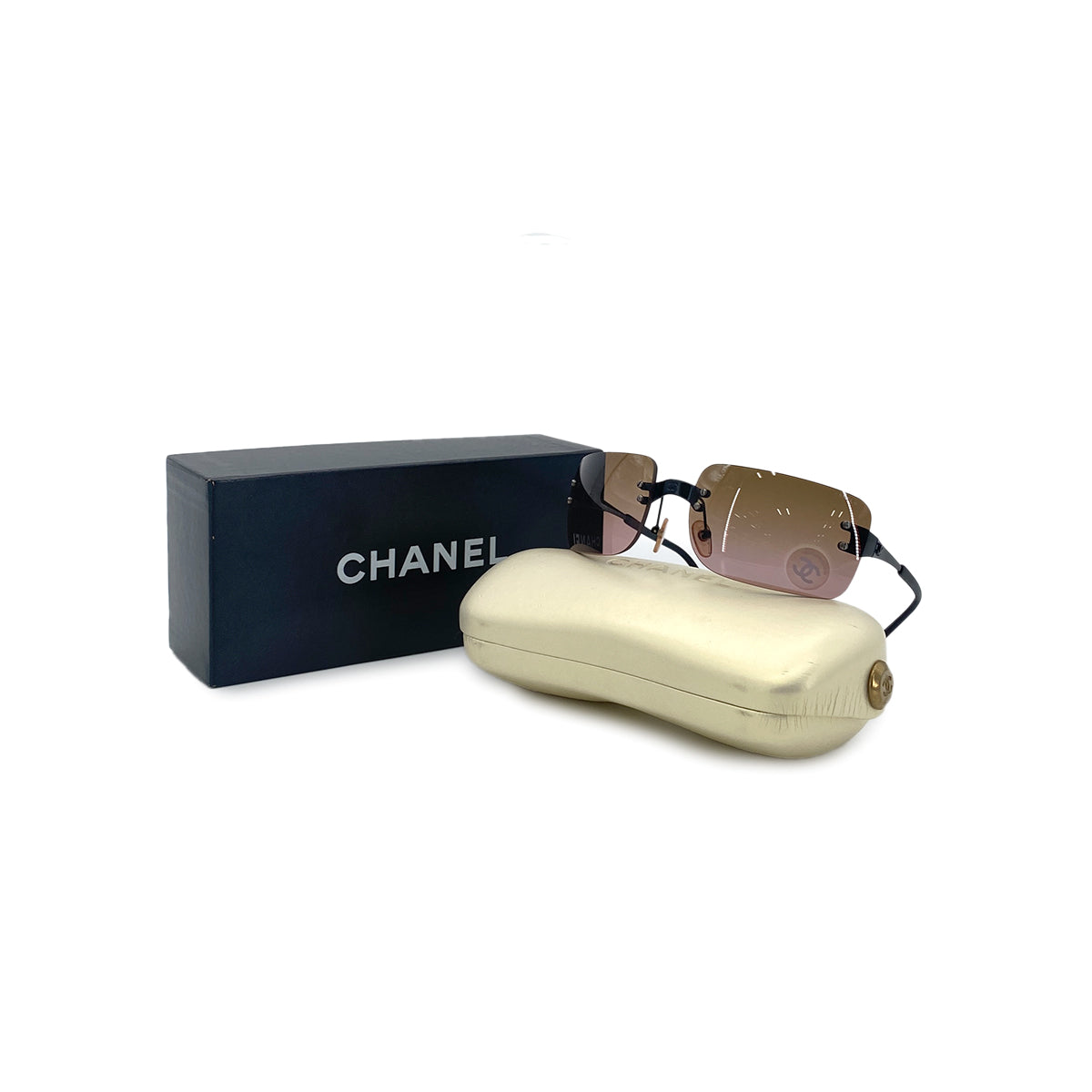 CHANEL VINTAGE SUNGLASSES COCOMARK BLACK PINK EYEWEAR 90284411