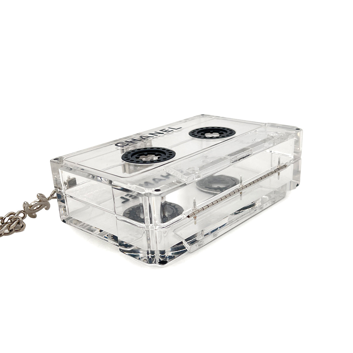 CHANEL CASSETTE TAPE MOTIF CLUTCH BAG CLEAR PLASTIC 04P 90284414