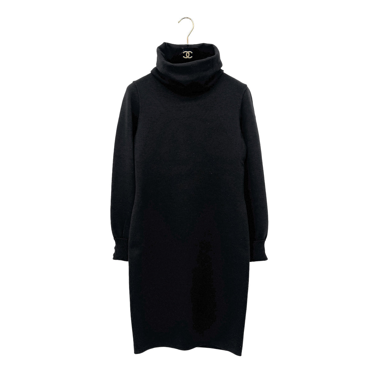 CHANEL VINTAGE COCO BUTTON KNIT DRESS BLACK WOOL 36 RTW 90284424