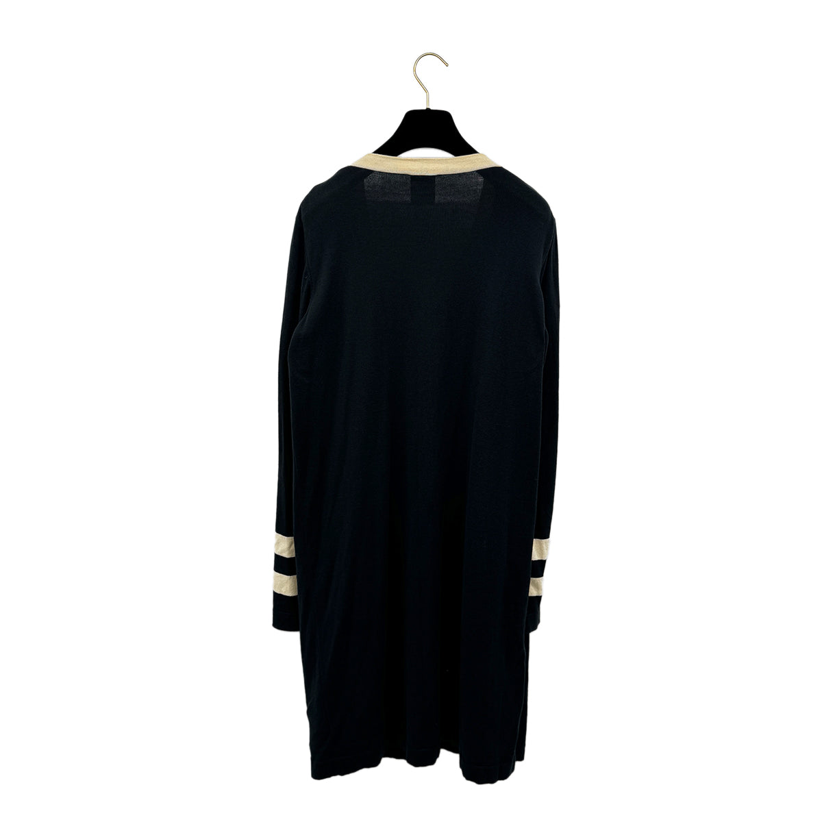 CHANEL VINTAGE COCO BUTTON LONG CARDIGAN TOPS BLACK COTTON CASHMERE 44 08P RTW 90284428