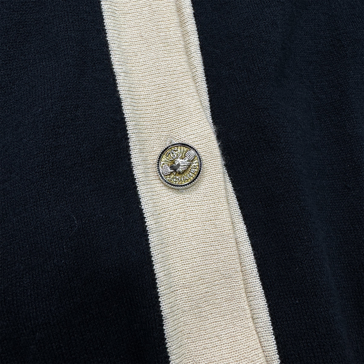 CHANEL VINTAGE COCO BUTTON LONG CARDIGAN TOPS BLACK COTTON CASHMERE 44 08P RTW 90284428