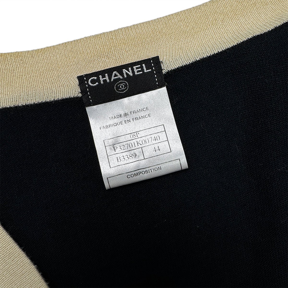 CHANEL VINTAGE COCO BUTTON LONG CARDIGAN TOPS BLACK COTTON CASHMERE 44 08P RTW 90284428