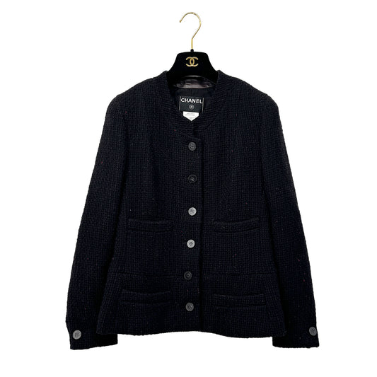 CHANEL COCO BUTTON TWEED JACKET BLACK WOOL 40 01A RTW 90284430