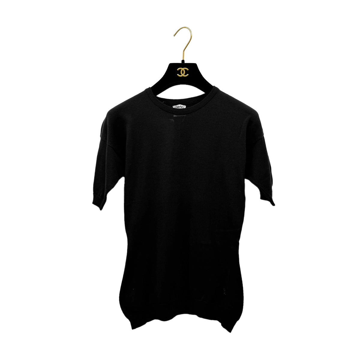 CHANEL VINTAGE COCOMARK TOPS BLACK COTTON M RTW 90284436