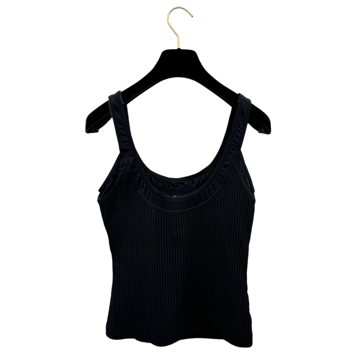 CHANEL VINTAGE COCOMARK SLEEVELESS TOPS BLACK NYLON  42 98C RTW 90284439