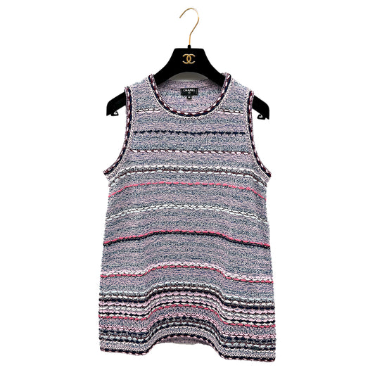 CHANEL VINTAGE SLEEVELESS TOPS MULTICOLOR  SILK 38 P58 RTW 90284441