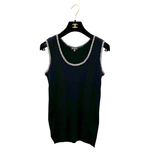 CHANEL VINTAGE COCOMARK SLEEVELESS TOPS BLACK COTTON 40 P55 RTW 90284442