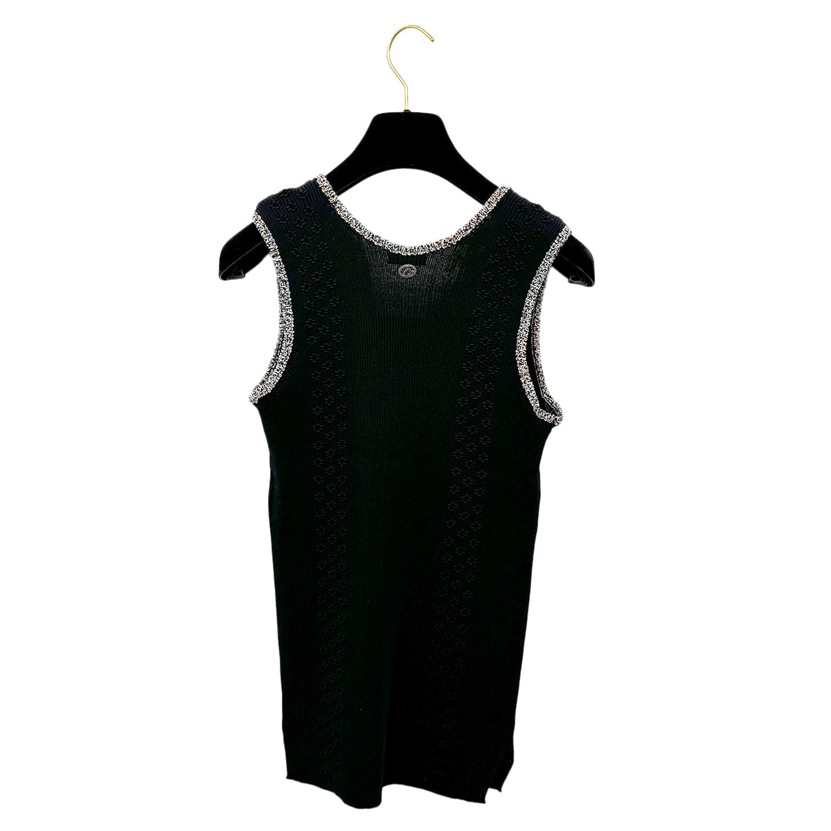CHANEL VINTAGE COCOMARK SLEEVELESS TOPS BLACK COTTON 40 P55 RTW 90284442